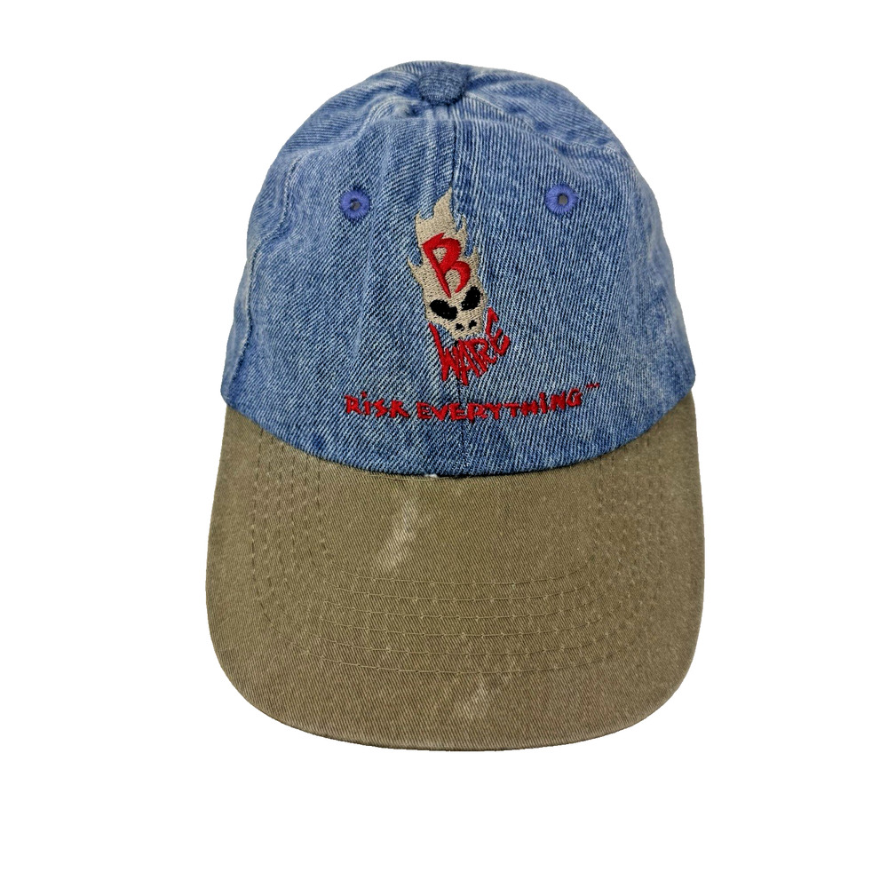 Rare VTG Bugle Boy Denim B Ware Strapback Hat Dad Cap 90s Plain Logo Streetwear